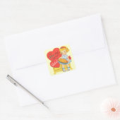 Sticker Carré Cute Retro Valentine fille (Enveloppe)
