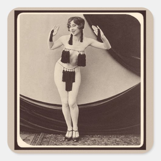 Sticker Carré Cute risqué 1920's Flapper Girl (Devant)