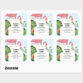 Sticker Carré Cute Rose Flamant rose Tropical Thème Entreprise (Feuille)
