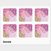 Sticker Carré Cute rose Retro Floral (Feuille)