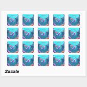 Sticker Carré Cute rose Sirène Kitten (Feuille)