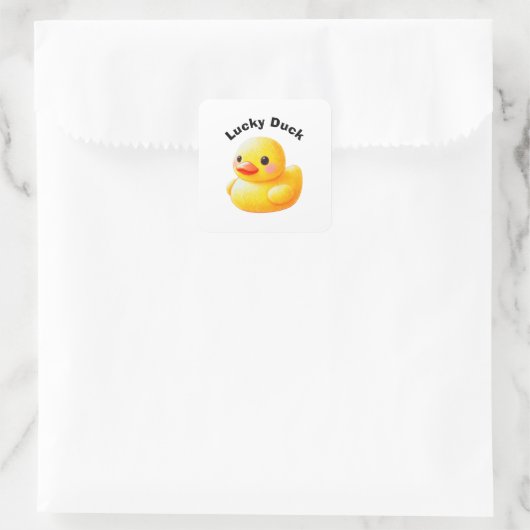Sticker Carré Cute Rubber Ducky with Customizable Text (Sac)