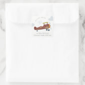Sticker Carré Cute Rust Green Blue Biplane Cloud Heart Adresse (Sac)
