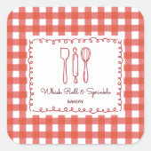 Sticker Carré Cute Rustic Farmhouse Gingham Bakery Labels (Devant)