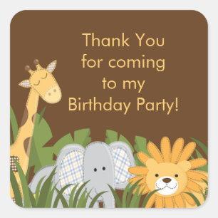 Sticker Carré Cute Safari Jungle Anniversaire