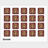 Sticker Carré Cute Samurai Chat en Armure (Feuille)