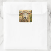 Sticker Carré Cute Sheep on a Ranch | Farm Animals (Sac)