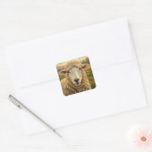 Sticker Carré Cute Sheep on a Ranch | Farm Animals (Enveloppe)