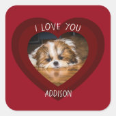 Sticker Carré Cute shih tzu love Saint Valentin (Devant)