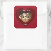 Sticker Carré Cute shih tzu love Saint Valentin (Sac)
