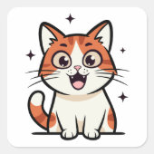 Sticker Carré Cute Smiling Cat Cartoon (Devant)