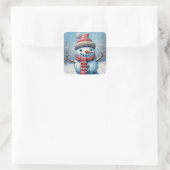 Sticker Carré Cute Snowman  (Sac)