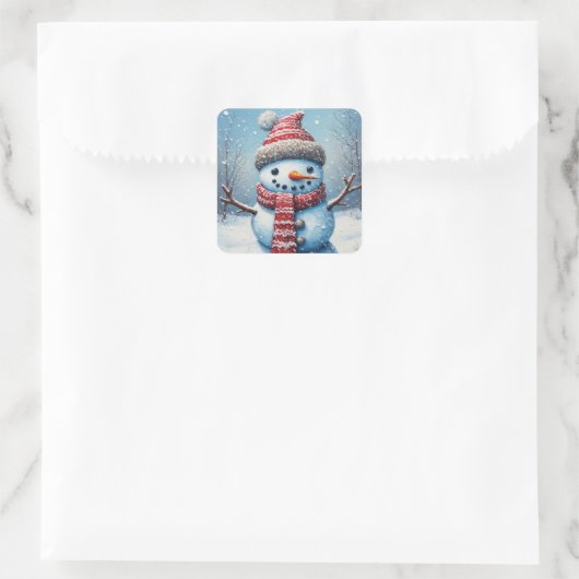 Sticker Carré Cute Snowman  (Sac)