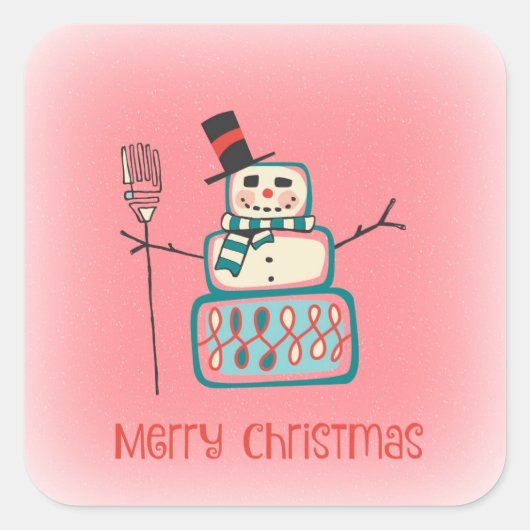 Sticker Carré Cute Snowman (Devant)