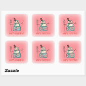 Sticker Carré Cute Snowman (Feuille)