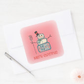 Sticker Carré Cute Snowman (Enveloppe)
