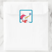 Sticker Carré Cute Snowman with Snowflake Christmas Gift  (Sac)