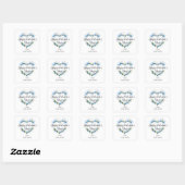 Sticker Carré Cute Splendid Blue Shades Floral Valentine's Day  (Feuille)