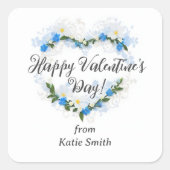 Sticker Carré Cute Splendid Blue Shades Floral Valentine's Day  (Devant)