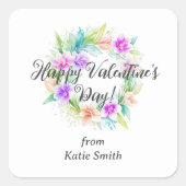 Sticker Carré Cute Splendid Cute Floral Valentine's Day Wreath (Devant)