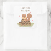 Sticker Carré Cute Squirrel Nuts À propos de vous Pun Amour Humo (Sac)