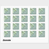 Sticker Carré Cute Succulents Cactus Mariage Merci (Feuille)
