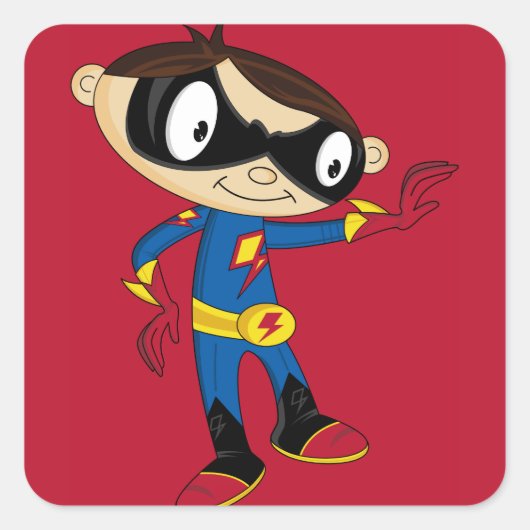 Sticker Carré Cute Superhero Boy (Devant)