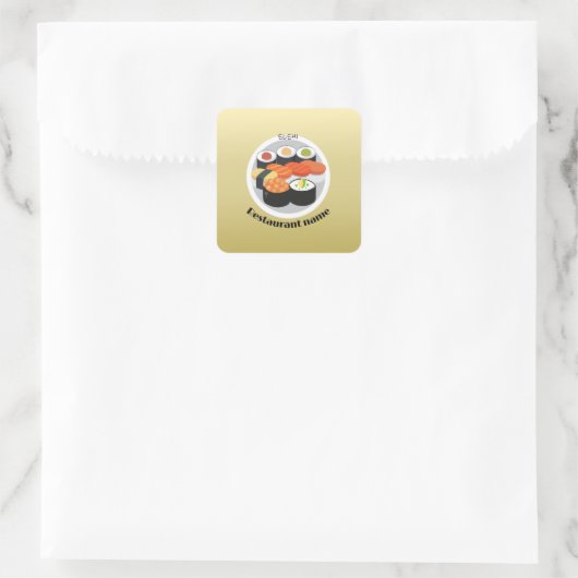 Sticker Carré Cute Sushi Japan gradient alimentaire Nom personna (Sac)