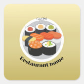 Sticker Carré Cute Sushi Japan gradient alimentaire Nom personna (Devant)