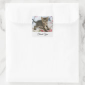 Sticker Carré Cute Tabby Kitten À L'Air Surpris Merci (Sac)