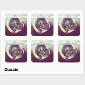 Sticker Carré Cute Tabby Kitty dans la cabane Modèle photo (Feuille)