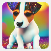 Sticker Carré Cute Terrier Puppy Sparkle Gros plan (Devant)