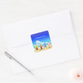 Sticker Carré Cute Tiny Beach Shacks Thunder_Cove (Enveloppe)