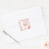 Sticker Carré Cute Tout Llama Fun Rose 1er Anniversaire Favorise (Enveloppe)