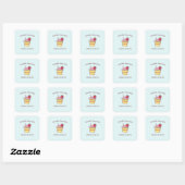 Sticker Carré Cute Tropical Fruit Smoothies Fruit Kitchen shop (Feuille)