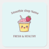 Sticker Carré Cute Tropical Fruit Smoothies Fruit Kitchen shop (Devant)
