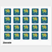 Sticker Carré Cute Turtle Boplate Nom personnalisé (Feuille)