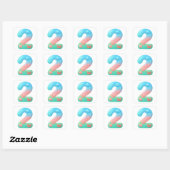 Sticker Carré Cute Under The Sea Theme Cartoon Number 2 (Feuille)