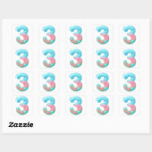 Sticker Carré Cute Under The Sea Theme Cartoon Number 3 (Feuille)