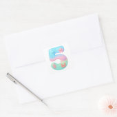 Sticker Carré Cute Under The Sea Theme Cartoon Number 5 (Enveloppe)