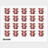 Sticker Carré Cute Unicorn Bunny (Feuille)