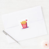 Sticker Carré Cute Valentine French Fries Pun (Enveloppe)