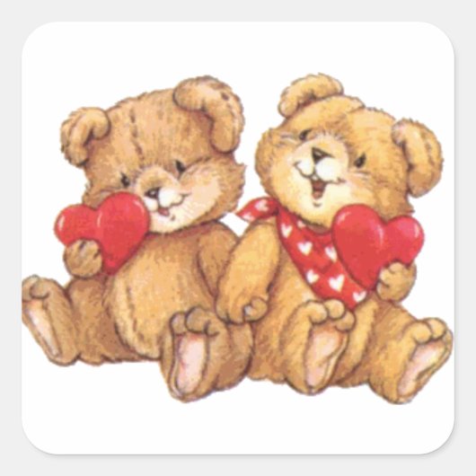 Sticker Carré Cute Valentine Teddy Bear Couple (Devant)