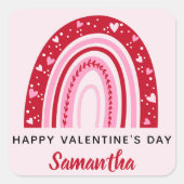 Sticker Carré Cute Valentines Rainbow Personnalisé (Devant)