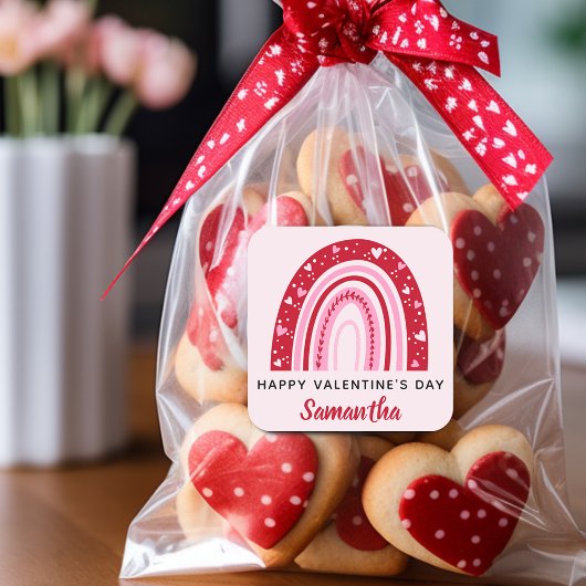 Sticker Carré Cute Valentines Rainbow Personnalisé