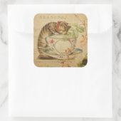 Sticker Carré Cute Vintage Cat Tea (Sac)