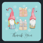 Sticker Carré Cute Vintage Christmas Gift Gnome<br><div class="desc">Aquarelle peinte à la main</div>