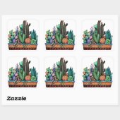 Sticker Carré Cute Watercolor Cactus Garden (Feuille)