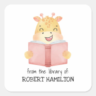 STICKER CARRÉ CUTE WATERCOLOR GIRAFFE LIVRE LIVRE LIVRE