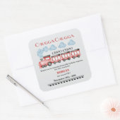 Sticker Carré Cute Watercolor Red Train 2e anniversaire (Enveloppe)